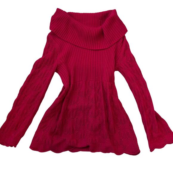 Vintage Y2K Red Babydoll Sweater Boat Neck Cowl Neck size Medium - Picture 1 of 8